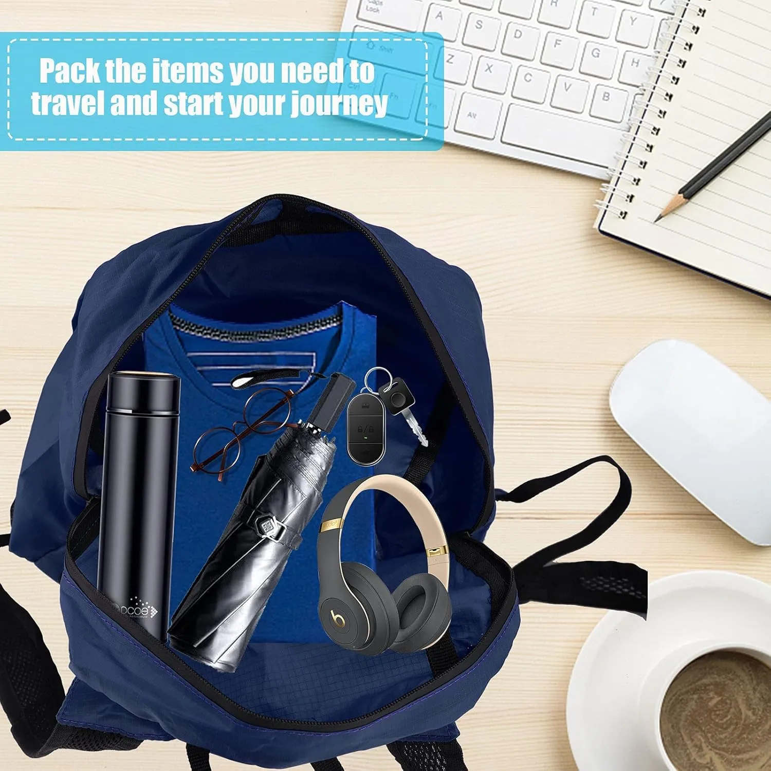 20L Foldable Backpack,Waterproof Packable Ultra Lightweight Hiking Backpack,For Men Women Travel Camping Outdoor Backpack-Navy blue
