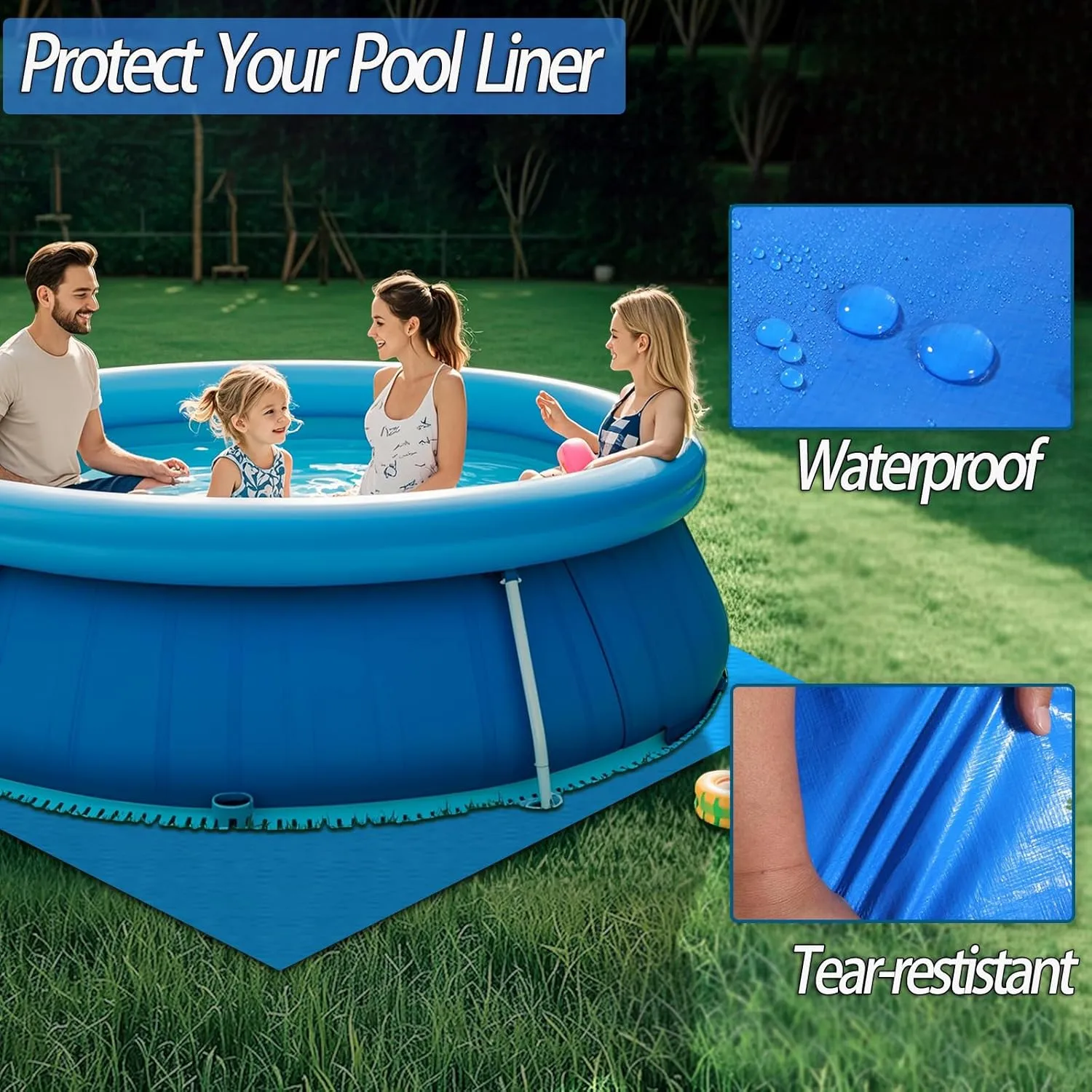 21 x 21 FT Pool Liner Pad for Above Ground Swimming Pool, Outdoor Pool Mat for Above Ground Pool Pad, Under Pool Floor Liner Underlayment Pad, Prevents Punctures Pool Mat Protector Tarp