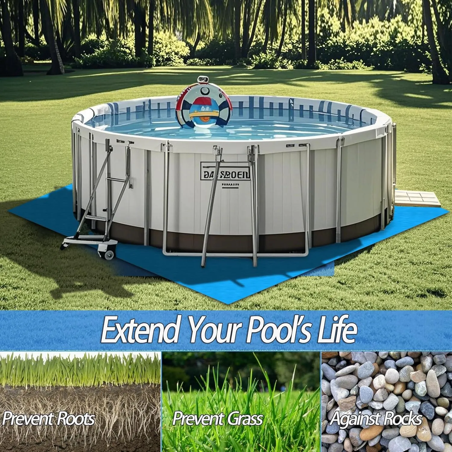 21 x 21 FT Pool Liner Pad for Above Ground Swimming Pool, Outdoor Pool Mat for Above Ground Pool Pad, Under Pool Floor Liner Underlayment Pad, Prevents Punctures Pool Mat Protector Tarp