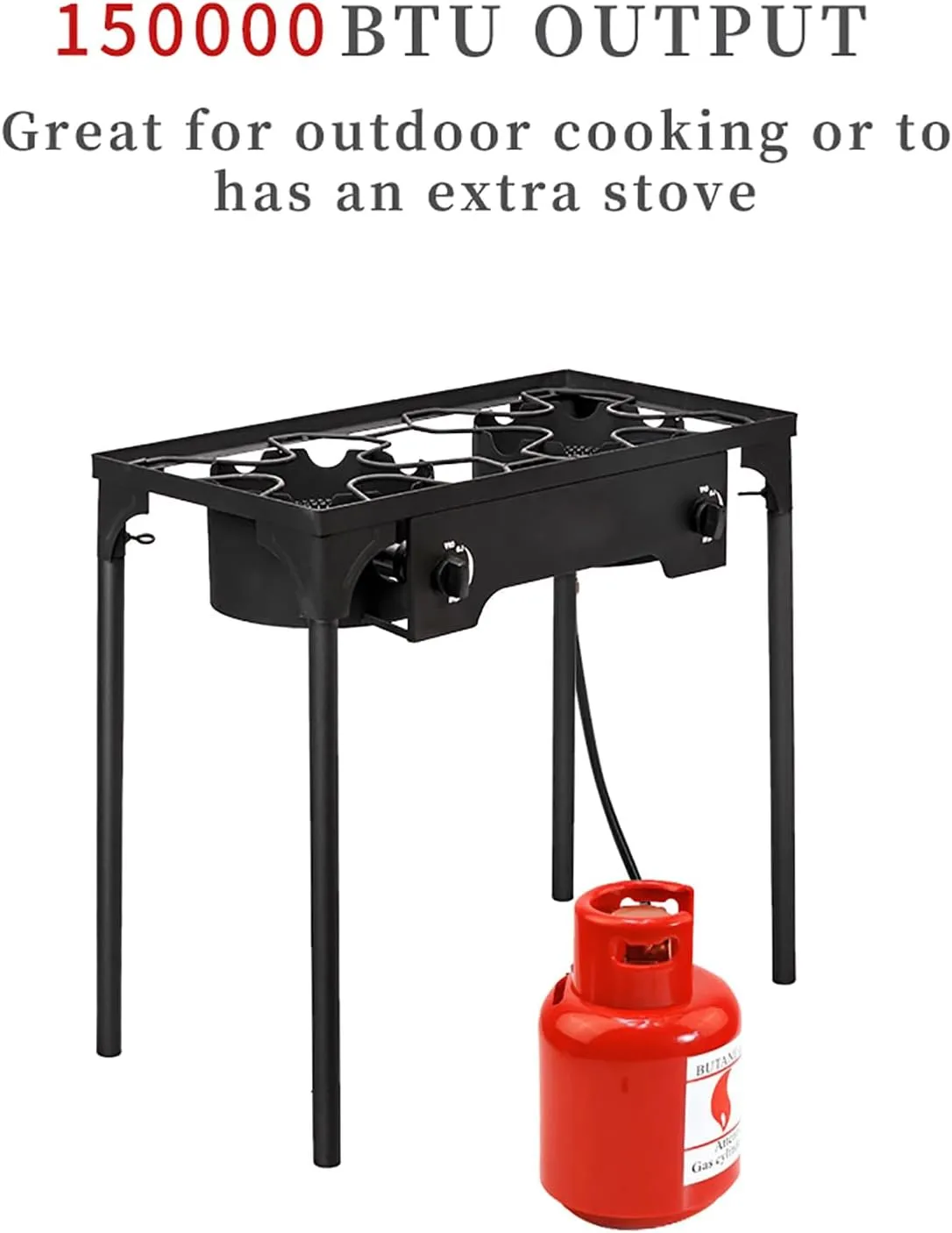 225000-BTU 3 Burner Propane Stove 0-20 Psi Adjustable High Pressure Propane Gas Cooker Outdoor Camp Stove Portable Cast Iron Patio Cooking Burner for Outdoor Kitchen Hunting Backyard