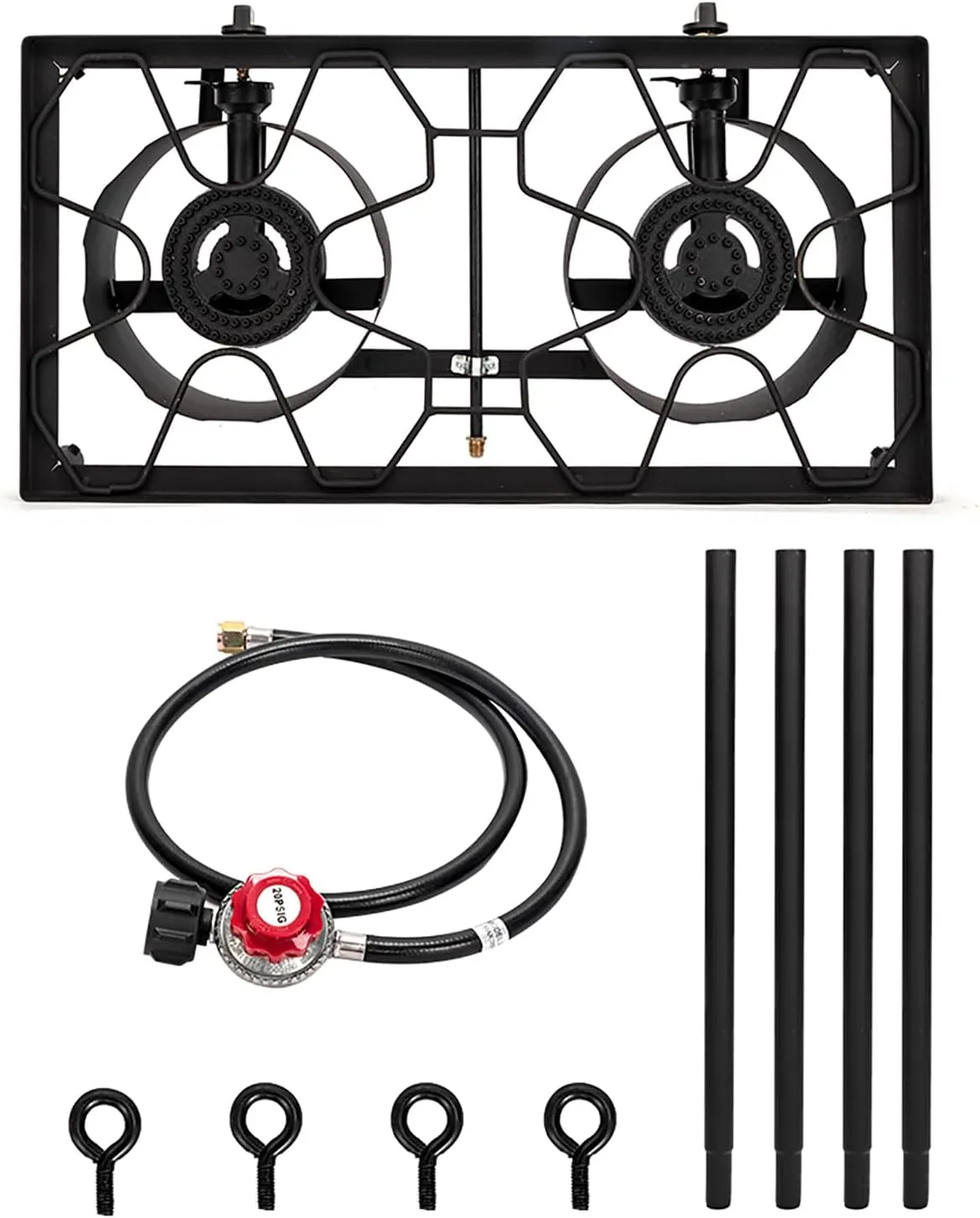 225000-BTU 3 Burner Propane Stove 0-20 Psi Adjustable High Pressure Propane Gas Cooker Outdoor Camp Stove Portable Cast Iron Patio Cooking Burner for Outdoor Kitchen Hunting Backyard