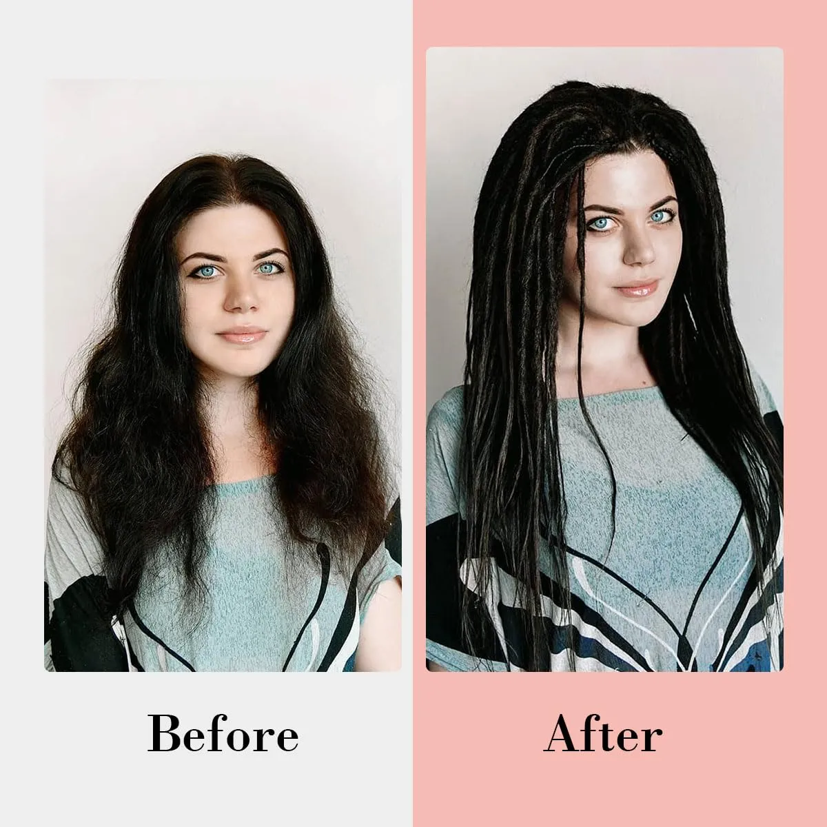 24 inch Black Dreadlock Extensions, 30 pcs Single Ended Thin 0.6cm Dreads Extensions, Synthetic Dreadlock Extensions Reggae Hippie Crochet Dreads for Women