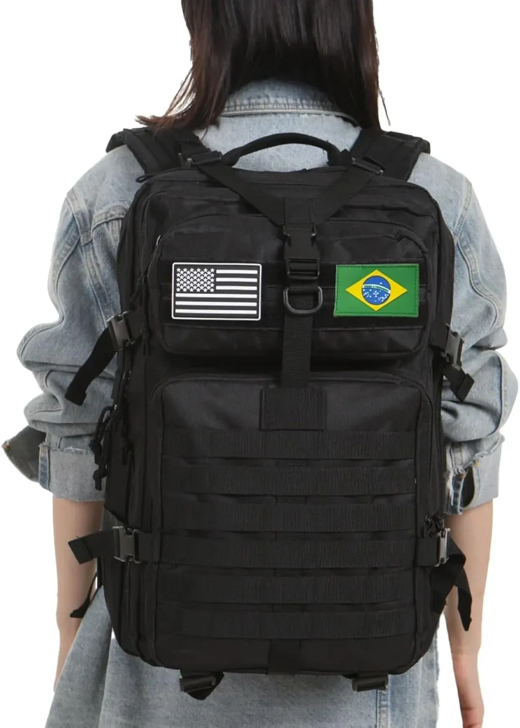 25L 50L Water-Resistant Nylon Backpack Outdoor Camping Hiking Trekking Durable Daypack Molle System (25L (Green))