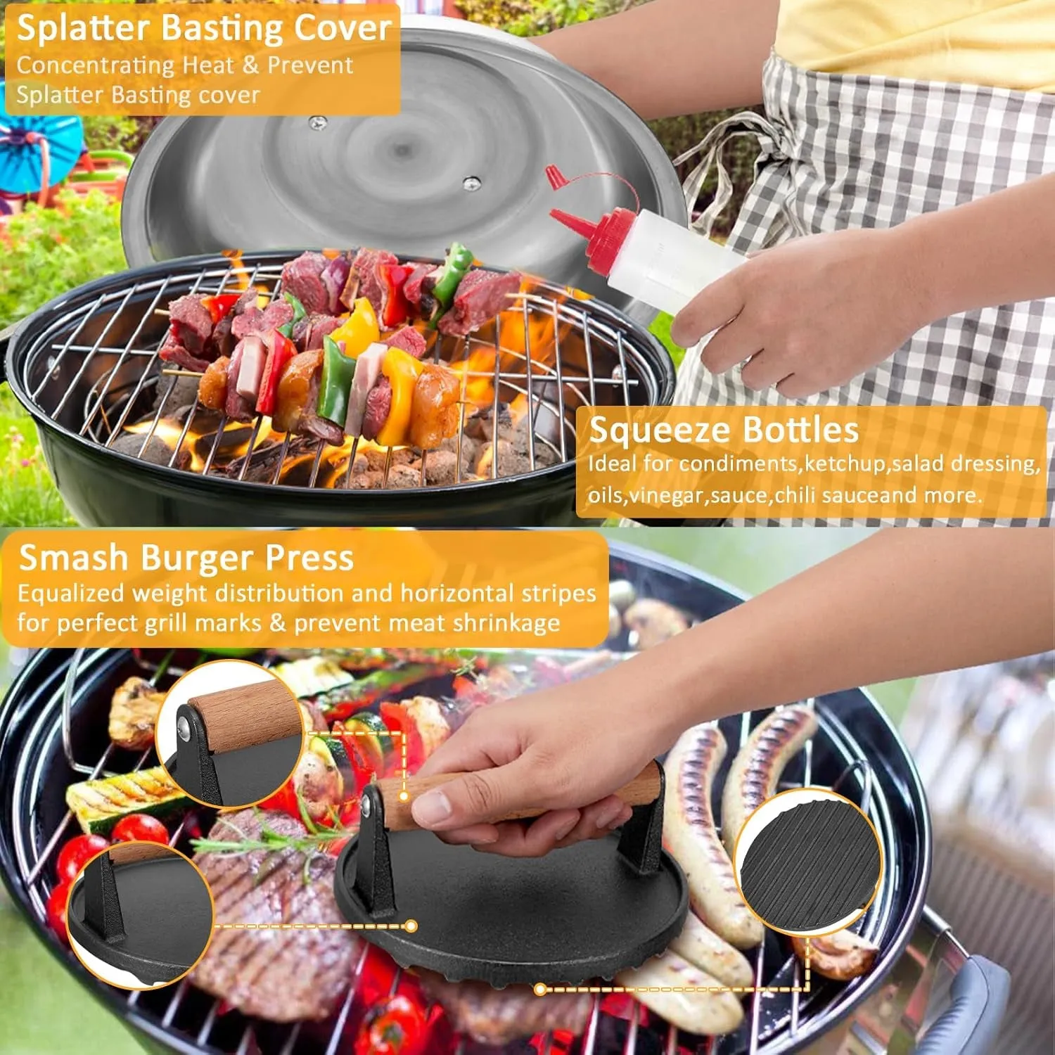 29PCS Blackstone Griddle Accessories Kit with Burger Press, Flat Top Grilling Accessories Set for Blackstone and Camp Chef, Metal Grill BBQ Enlarged Spatulas Set with Scraper, Carry Bag for Outdoor