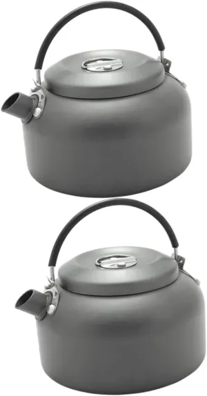 2pcs Camping Kettle with Handle Outdoor Water Pot Aluminum Kettle for Tea Sturdy Camping Stove Multi-purpose