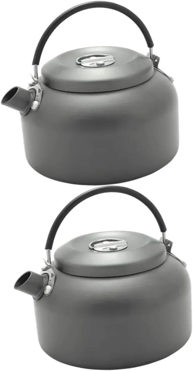 2pcs Camping Kettle with Handle Outdoor Water Pot Aluminum Kettle for Tea Sturdy Camping Stove Multi-purpose