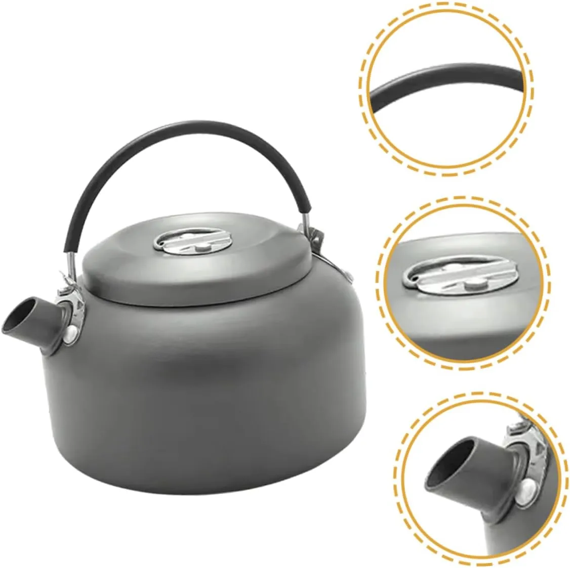 2pcs Camping Kettle with Handle Outdoor Water Pot Aluminum Kettle for Tea Sturdy Camping Stove Multi-purpose