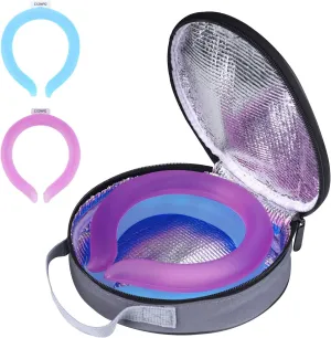2PCS. Neck Cooler Ice Ring with Insulated Bag. Wearable Head Shoulder Cooling Tube for Hot Weather, Gel Ice Collar for Outdoor Workers, Sports. Reusable Cool Wraps. (Rose Blue)