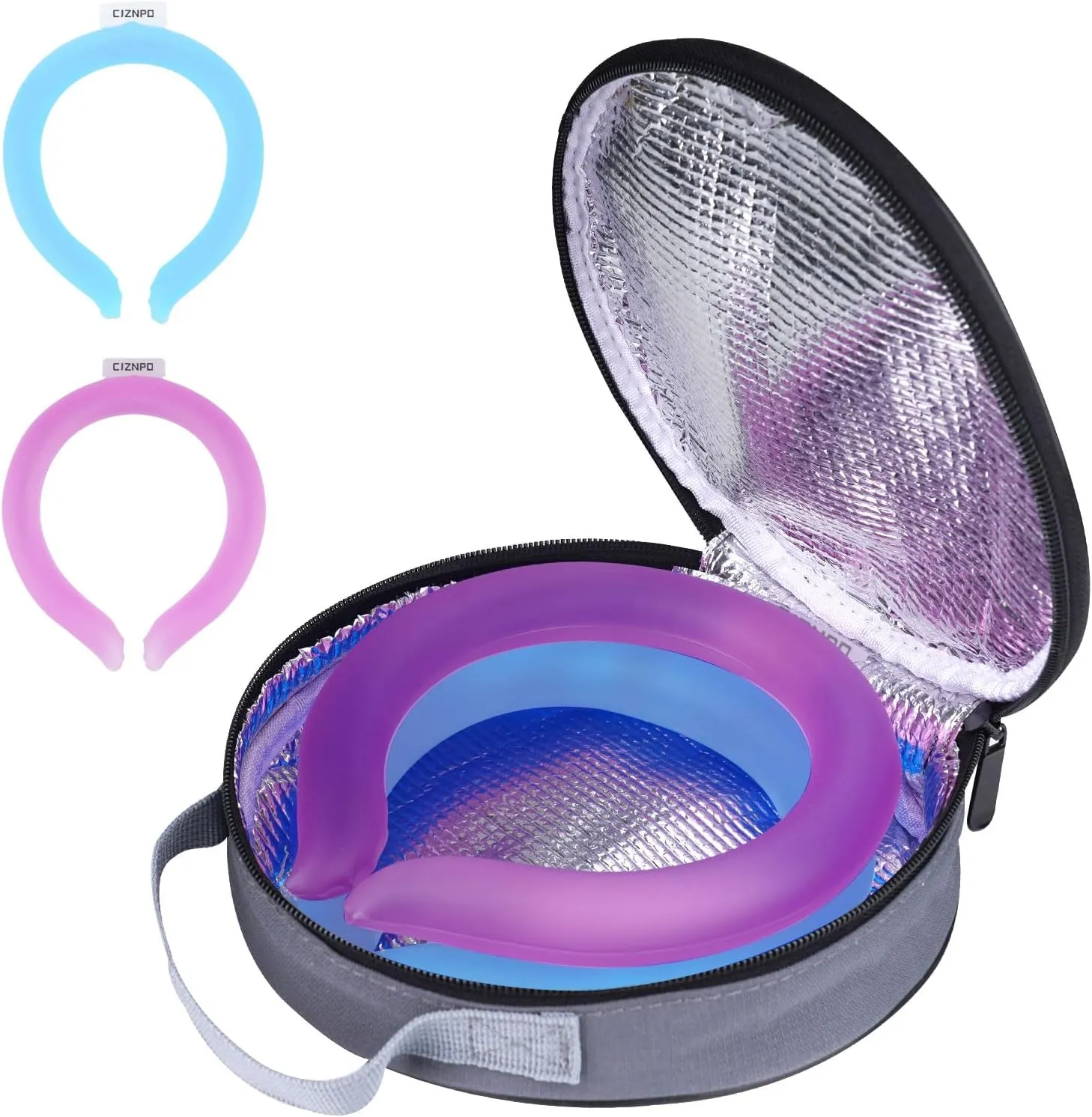 2PCS. Neck Cooler Ice Ring with Insulated Bag. Wearable Head Shoulder Cooling Tube for Hot Weather, Gel Ice Collar for Outdoor Workers, Sports. Reusable Cool Wraps. (Rose Blue)