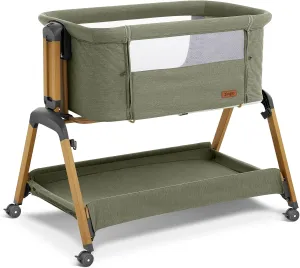 3 in 1 Baby Bassinet, Rocking Bassinets with Comfy Mattress and Wheels, Adjustable Height Bassinet Bedside Sleeper, Easy Folding Portable Crib for Newborn (Green)