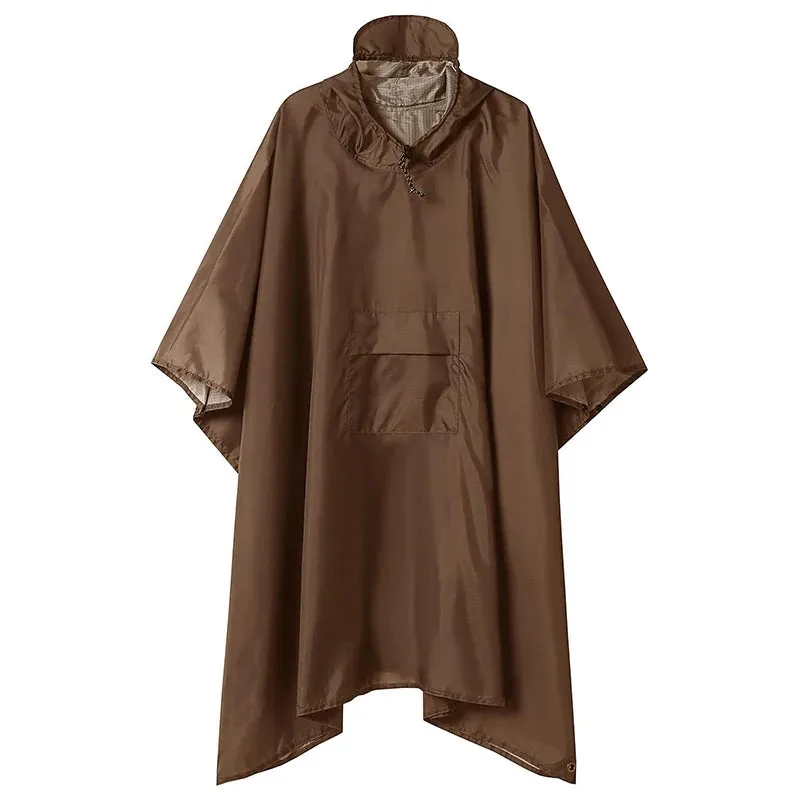 3-in-1 Outdoor Military Waterproof Raincoat - Multi-Use Ripstop Hooded Camouflage Rain Poncho