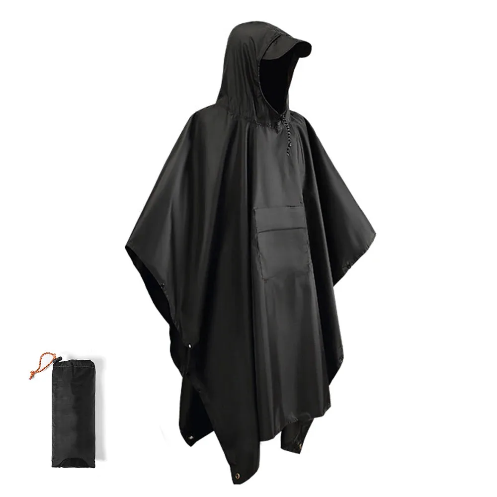 3-in-1 Outdoor Military Waterproof Raincoat - Multi-Use Ripstop Hooded Camouflage Rain Poncho