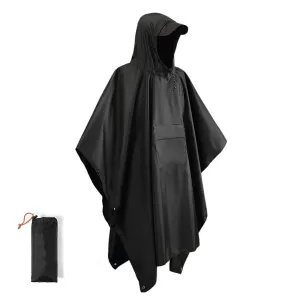 3-in-1 Outdoor Military Waterproof Raincoat - Multi-Use Ripstop Hooded Camouflage Rain Poncho