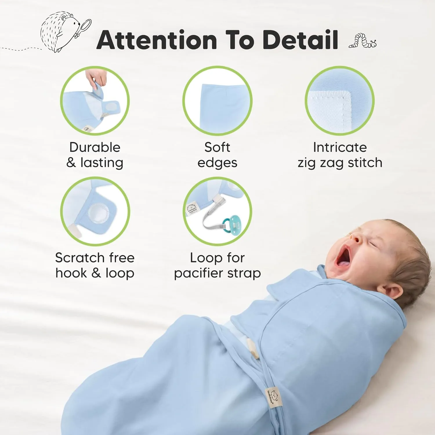 3-Pack Organic Baby Swaddle Sleep Sacks - Swaddles for Newborns, Infant 0-3 Months, Baby Girls, Boys, Soft & Snug Newborn Sleep Sack, Nursery Swaddling Blankets (ABC Land Cloud)