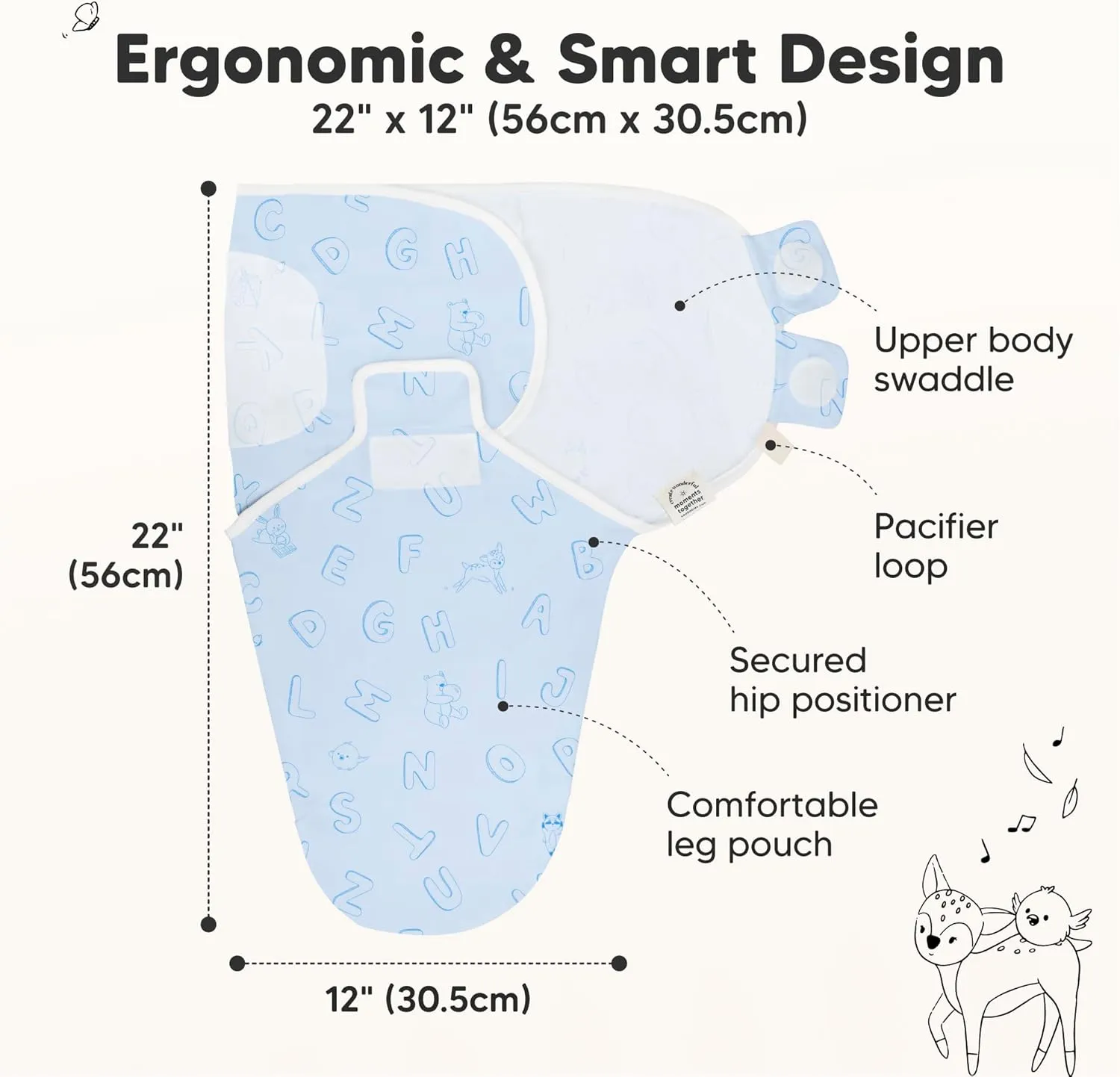 3-Pack Organic Baby Swaddle Sleep Sacks - Swaddles for Newborns, Infant 0-3 Months, Baby Girls, Boys, Soft & Snug Newborn Sleep Sack, Nursery Swaddling Blankets (ABC Land Cloud)
