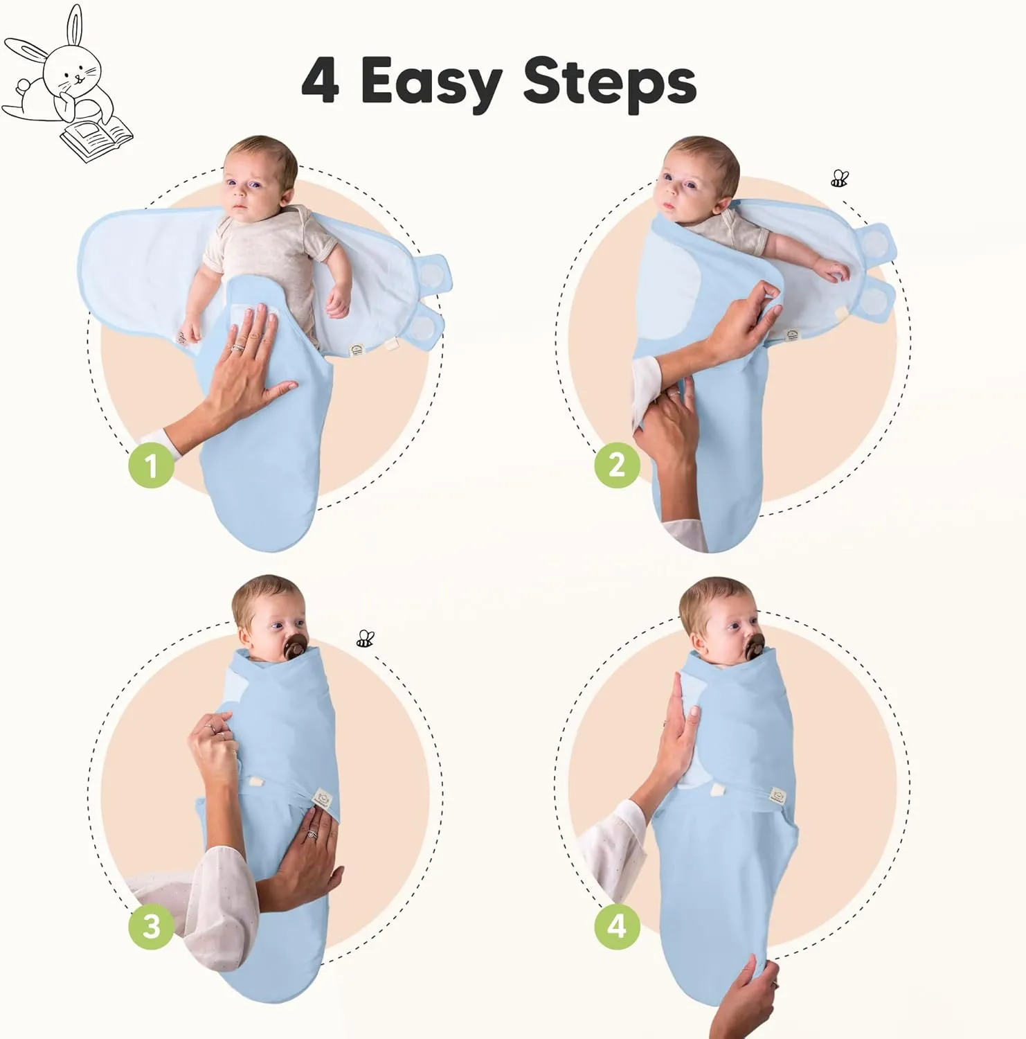 3-Pack Organic Baby Swaddle Sleep Sacks - Swaddles for Newborns, Infant 0-3 Months, Baby Girls, Boys, Soft & Snug Newborn Sleep Sack, Nursery Swaddling Blankets (ABC Land Cloud)