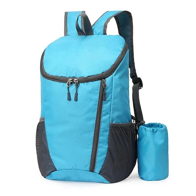 30-40 L Hiking Backpack Lightweight Packable Backpack Daypack Windproof Rain Waterproof Breathable Quick Dry Foldable Outdoor Yoga Hunting Fishing Hiking Nylon Lake blue Black Light Green