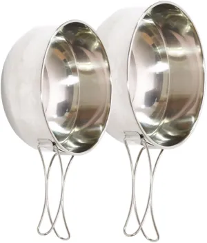 304 Stainless Steel Camping Bowl Set with Foldable Handles Versatile Outdoor Travel Bowls for BBQ Picnic and Camping Includes and Bowls with Mesh Storage