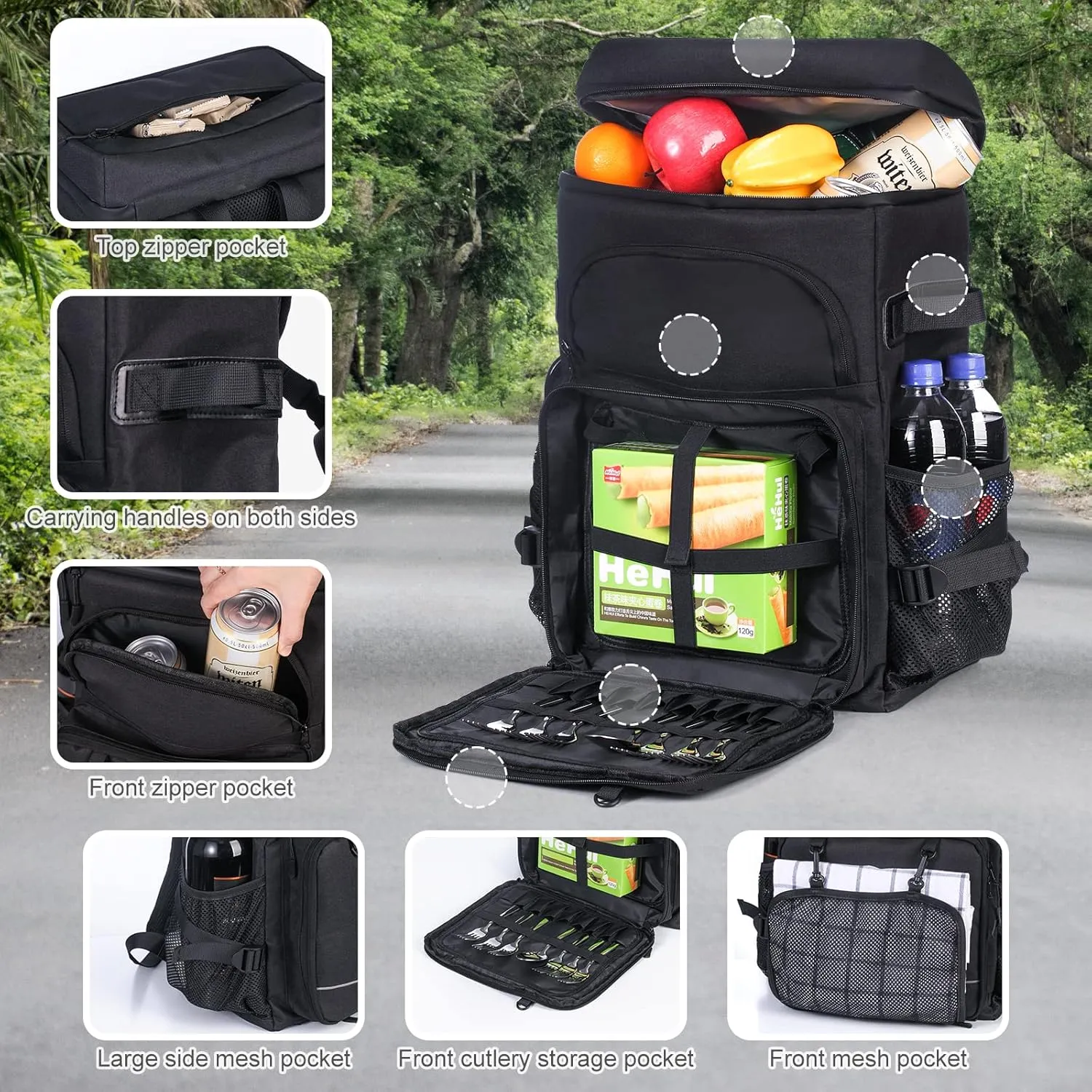 30/42 Cans Cooler Backpack, Waterproof Cooler Bag with Bottle Opener for Picnic, Camping, Beach, Hiking, Travel, and Shopping