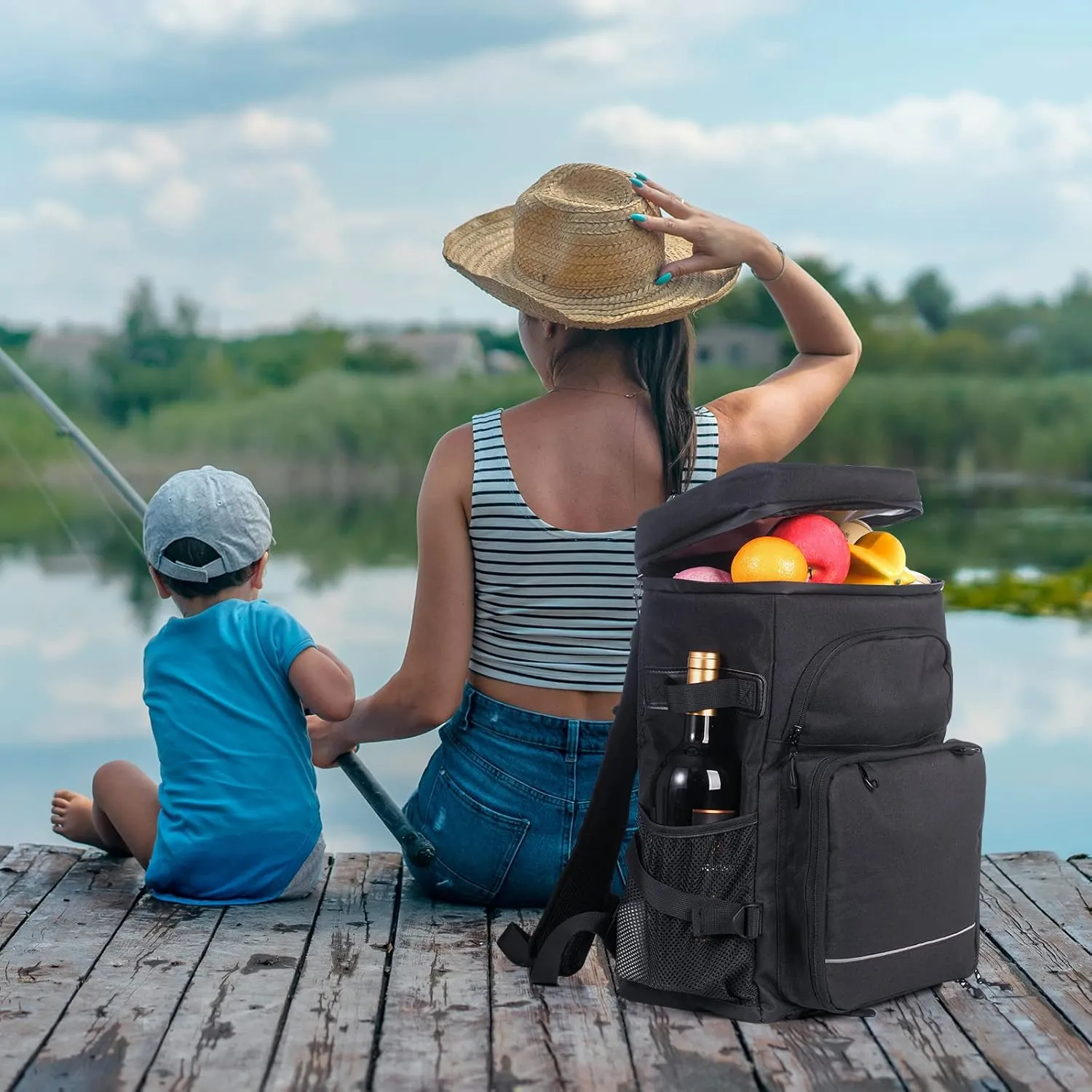 30/42 Cans Cooler Backpack, Waterproof Cooler Bag with Bottle Opener for Picnic, Camping, Beach, Hiking, Travel, and Shopping