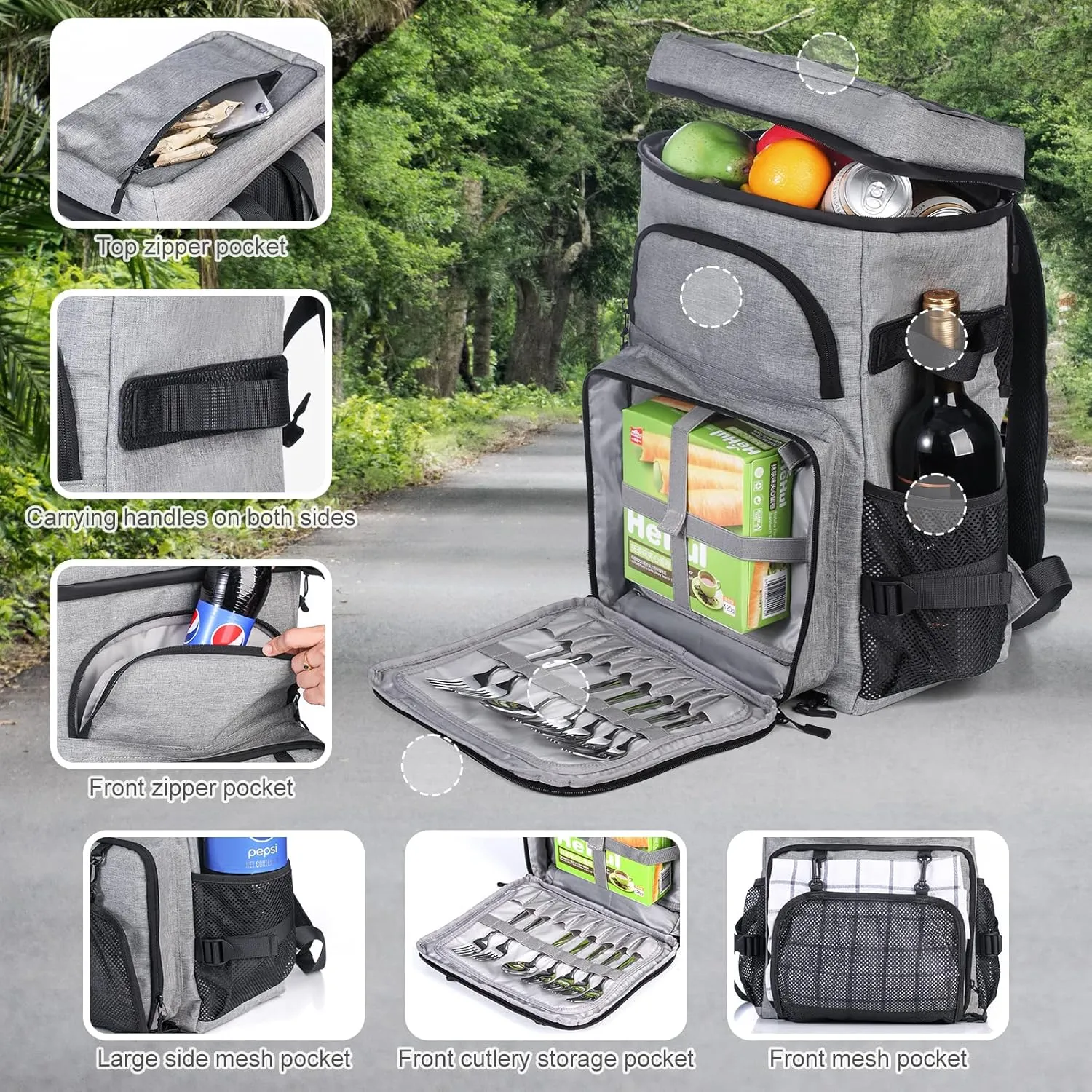 30/42 Cans Cooler Backpack, Waterproof Cooler Bag with Bottle Opener for Picnic, Camping, Beach, Hiking, Travel, and Shopping