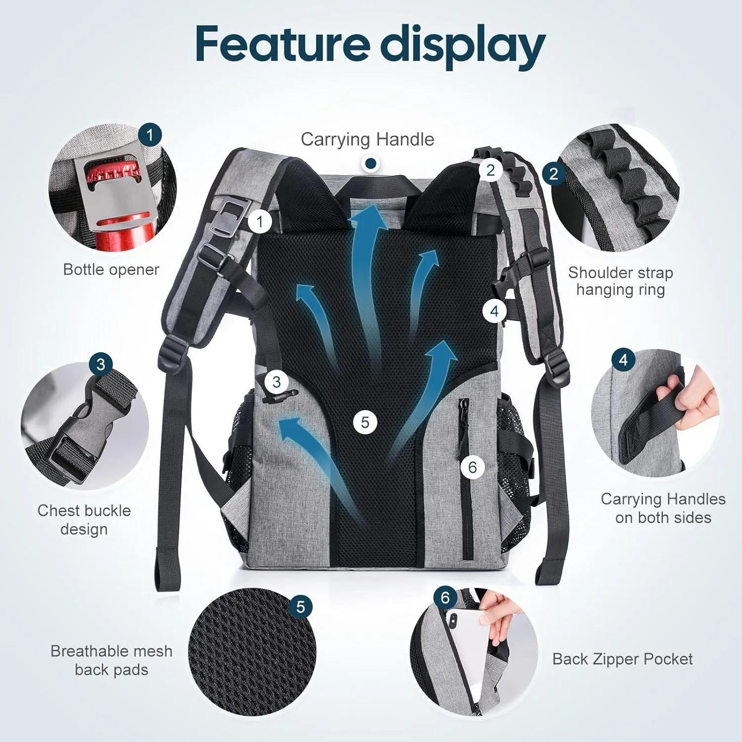30/42 Cans Cooler Backpack, Waterproof Cooler Bag with Bottle Opener for Picnic, Camping, Beach, Hiking, Travel, and Shopping