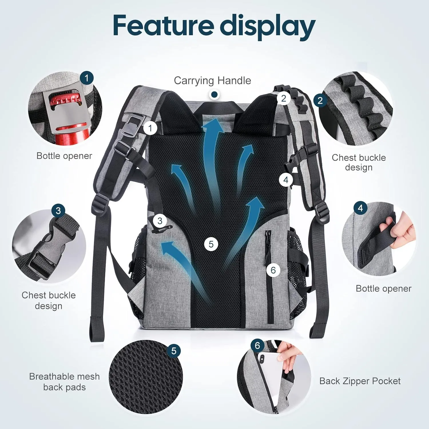 30/42 Cans Cooler Backpack, Waterproof Cooler Bag with Bottle Opener for Picnic, Camping, Beach, Hiking, Travel, and Shopping