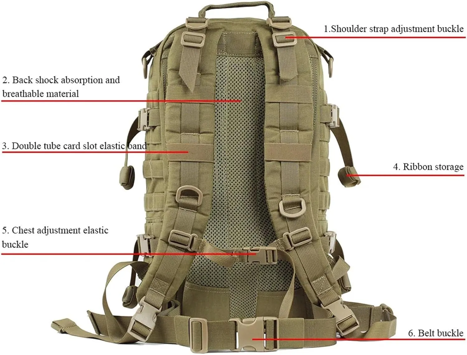 30L 1000D Nylon Waterproof Trekking Fishing Climbing Backpack Outdoor Rucksacks Tactical Sports Camping Hiking Bag(Green)