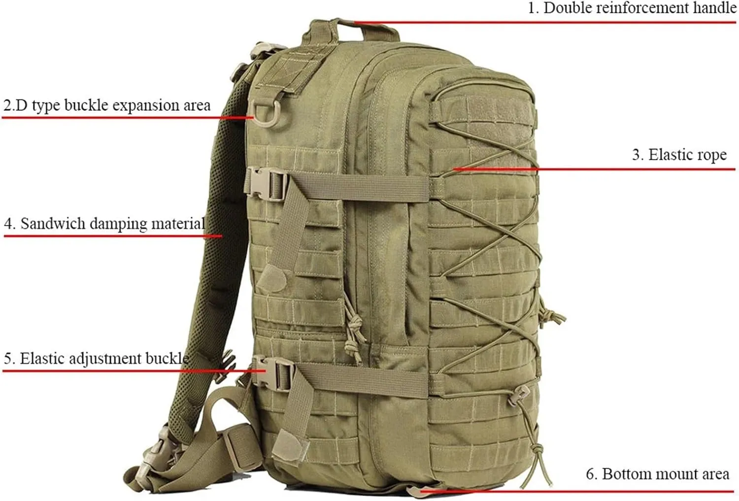 30L 1000D Nylon Waterproof Trekking Fishing Climbing Backpack Outdoor Rucksacks Tactical Sports Camping Hiking Bag(Green)