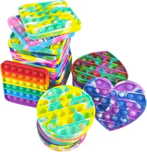 30PCS Random Silicone Tie-dye Push pop Bubble Fidget Toy, Autism Special Needs Stress Reliever, Squeeze Sensory Tools to Relieve Emotional Stress for Kids Adults，Party Toys