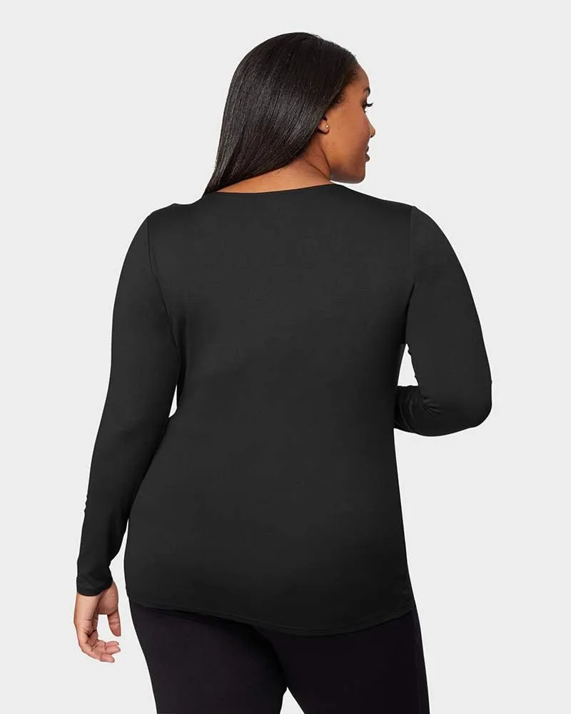 32 DEGREES Heat Womens Lightweight Thermal Baselayer Long Sleeve Scoop Top, Eggplant