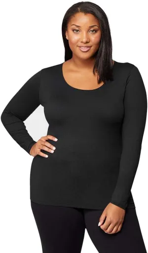 32 DEGREES Heat Womens Lightweight Thermal Baselayer Long Sleeve Scoop Top, Eggplant