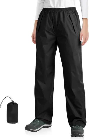 33,000ft Packable Rain Pants for Women Waterproof Pants Lightweight Rain Over Pants Outdoor Windproof Pant for Golf Hiking