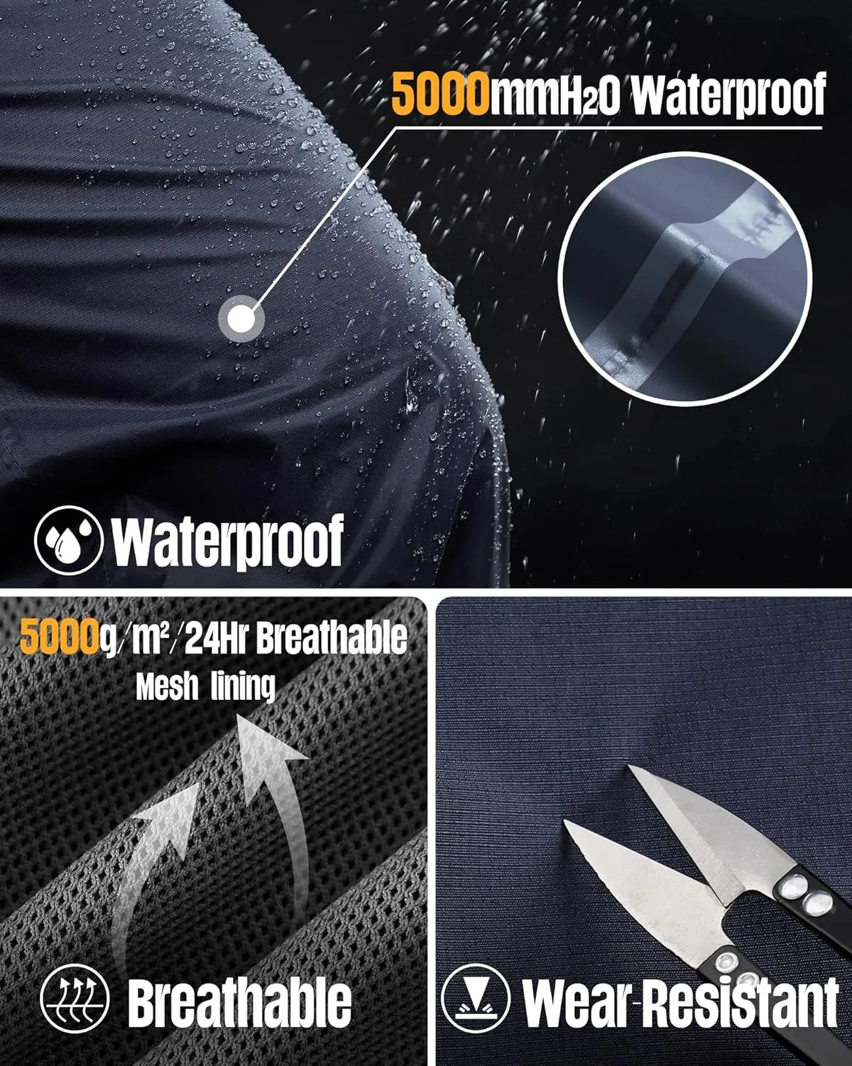33,000ft Women's Full Zip Rain Pants Lightweight Rain Over Pants Windproof Outdoor Pants for Hiking Fishing Golf