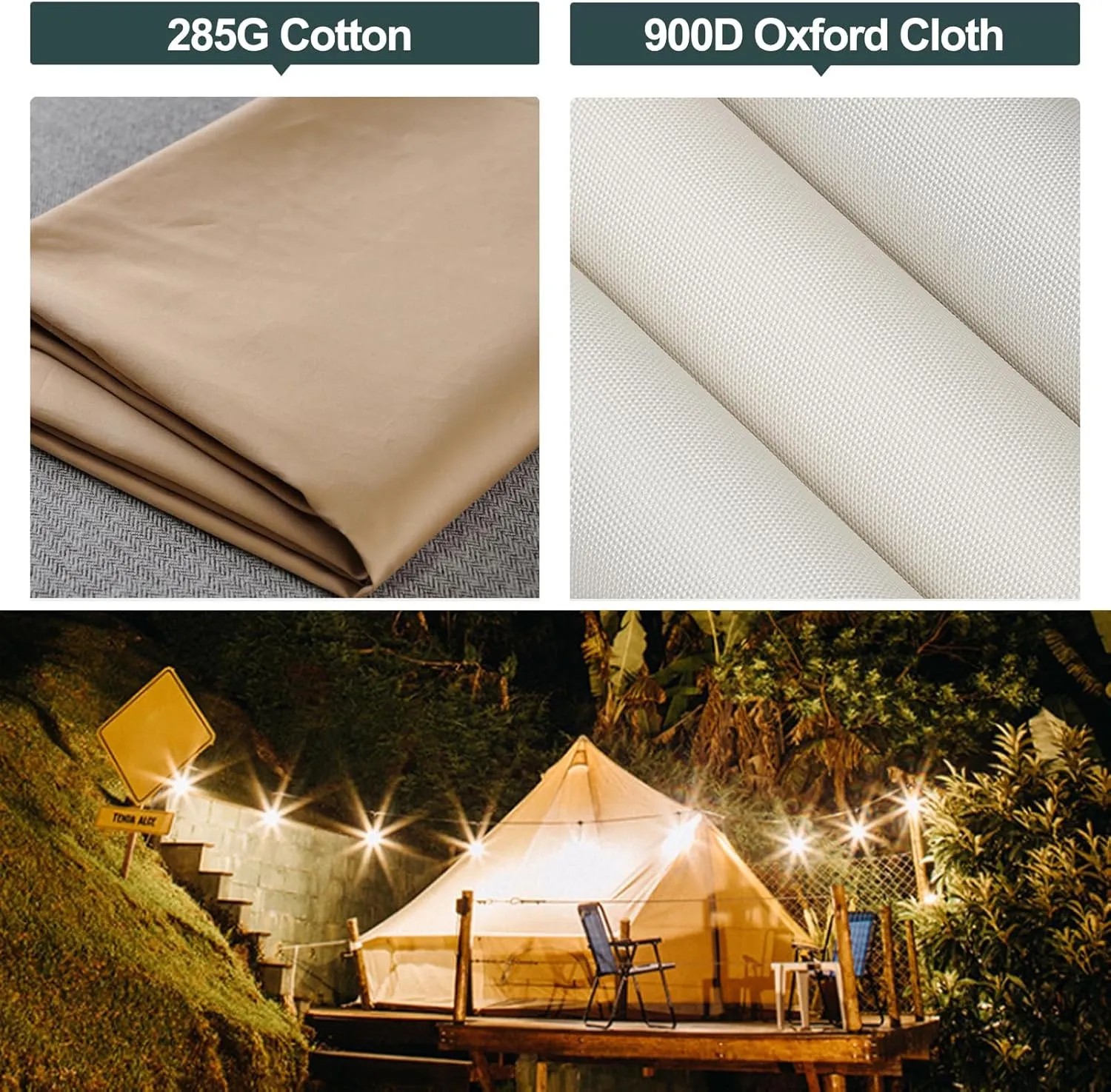 3/4/5/6M Bell Tent, 4 Seasons Waterproof Camping Tent with Stove Sockets, Family Outdoor Camping Tent for Carnival, Party, Music Festival, Picnic