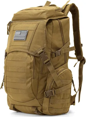 35L Military Tactical Backpack for Men, Water Resistant Assault Pack for Women, Khaki Molle Daypack 3 Day Bug Out Bag Rucksack for Trekking, Hunting, Camping, Survival, EDC