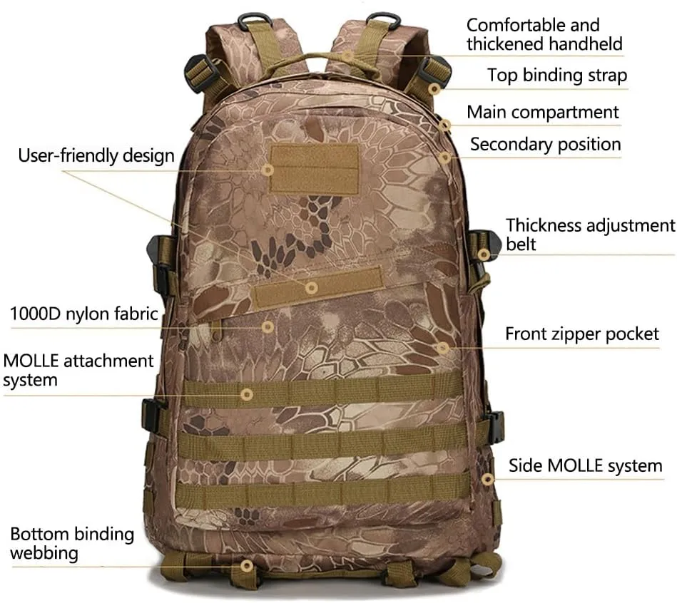 36-55L Military MOLLE Backpack for Men and Women Rucksack Tactical Assault Pack Bag for Hunting Camping Trekking (CP)