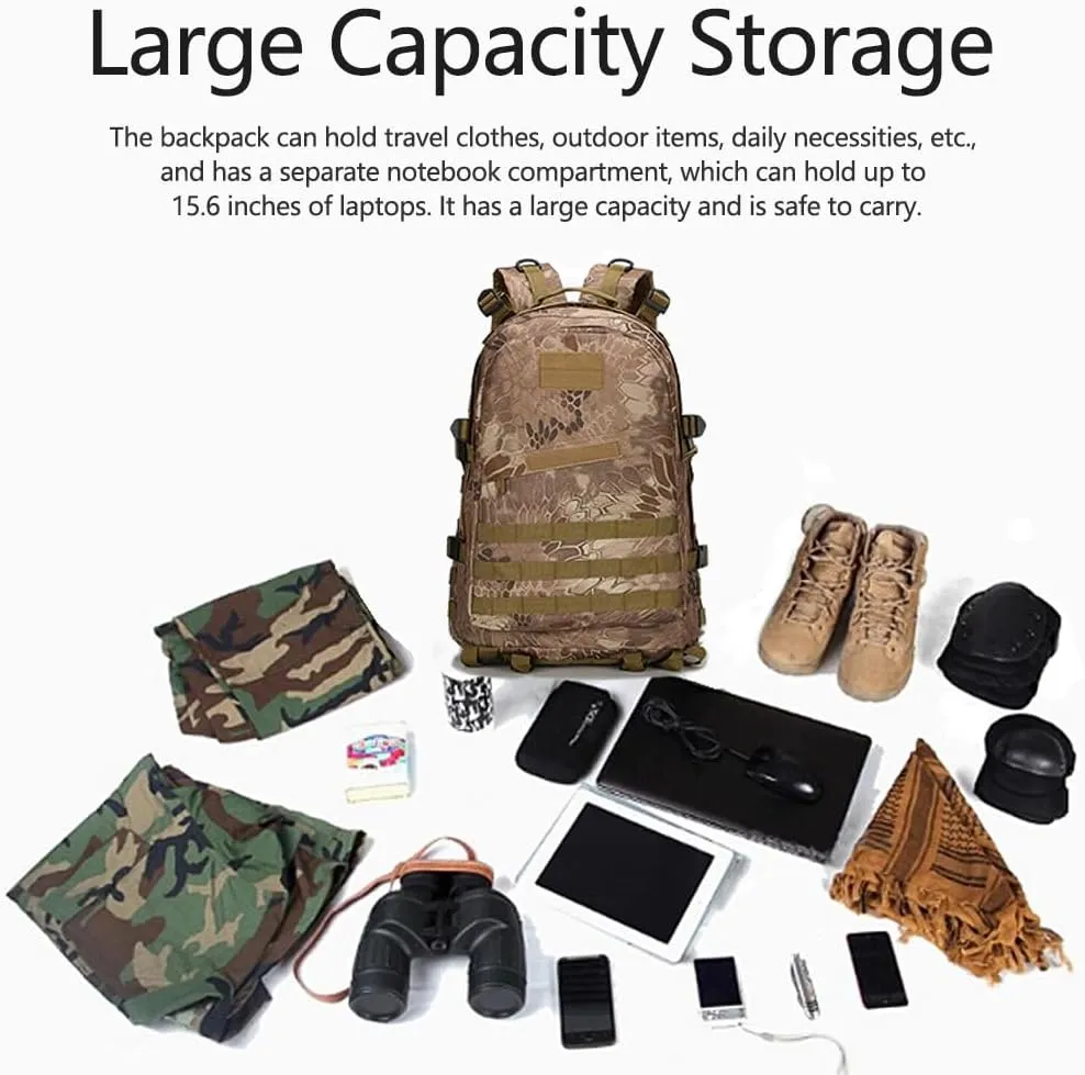 36-55L Military MOLLE Backpack for Men and Women Rucksack Tactical Assault Pack Bag for Hunting Camping Trekking (CP)