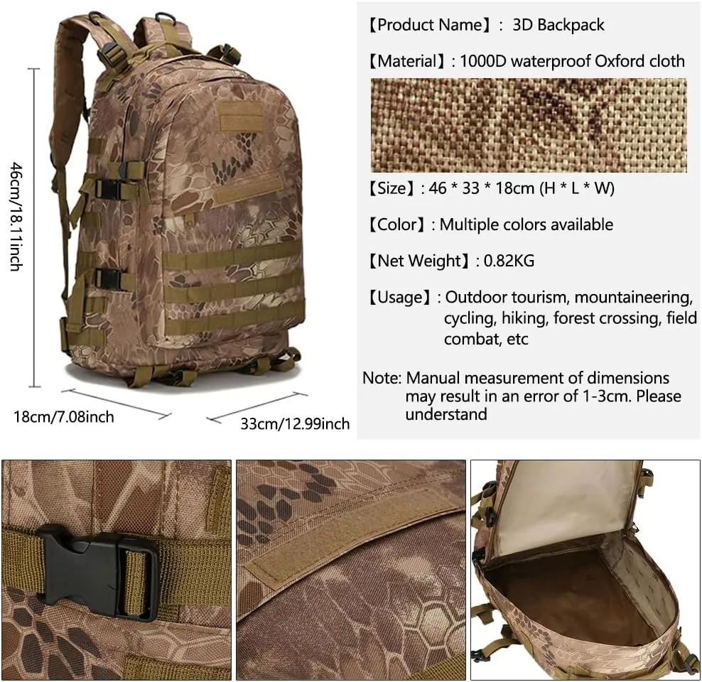 36-55L Military MOLLE Backpack for Men and Women Rucksack Tactical Assault Pack Bag for Hunting Camping Trekking (CP)