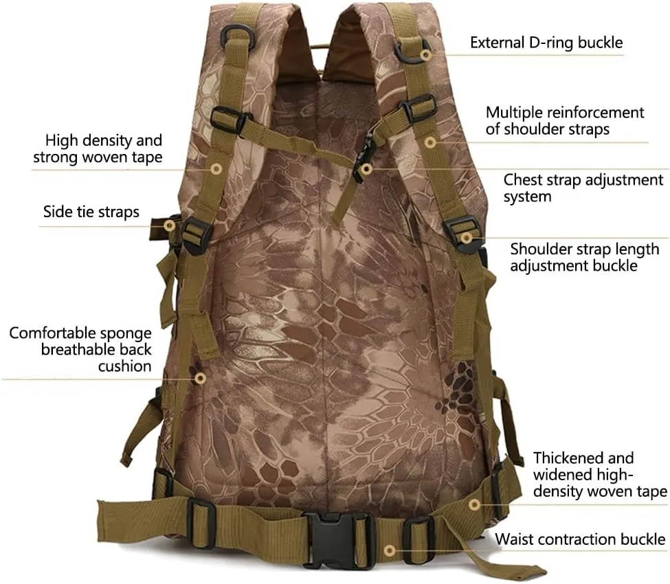 36-55L Military MOLLE Backpack for Men and Women Rucksack Tactical Assault Pack Bag for Hunting Camping Trekking (CP)