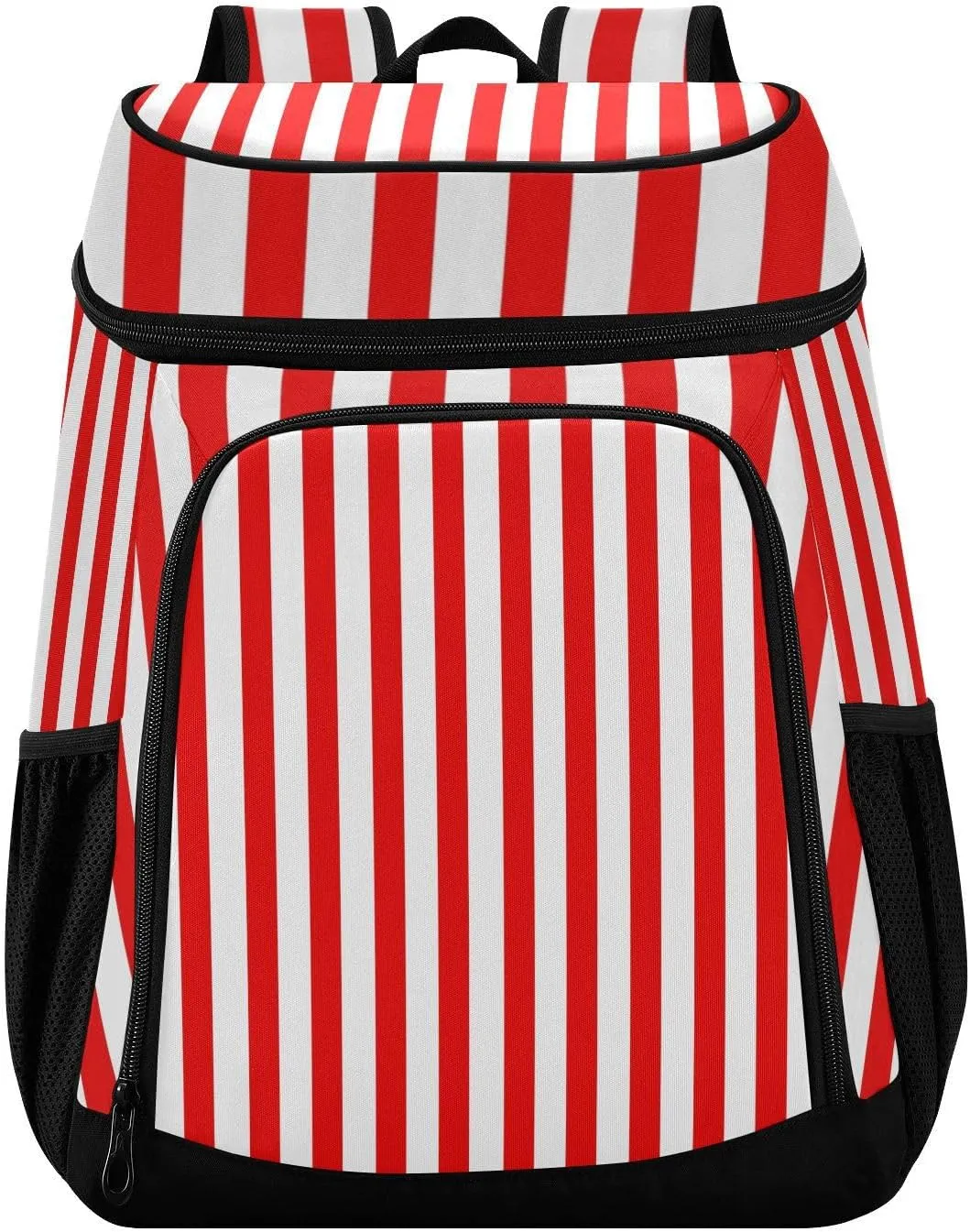 36 Cans Cooler Backpack Red White Stripes Insulated Backpack Cooler Bag Leakproof Lunch Backpacks for Beach Picnic Trip Hiking Camping