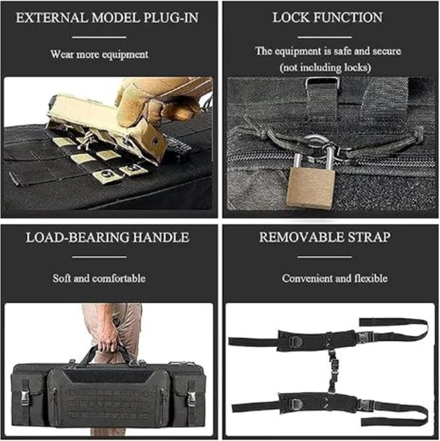 36"/42" Soft Rifle Case Double Long Gun Bag, Rifle Case Soft Bag Gun Case, Lockable Shotgun Case with Backpack Straps, for Shooting Hunting Carrying