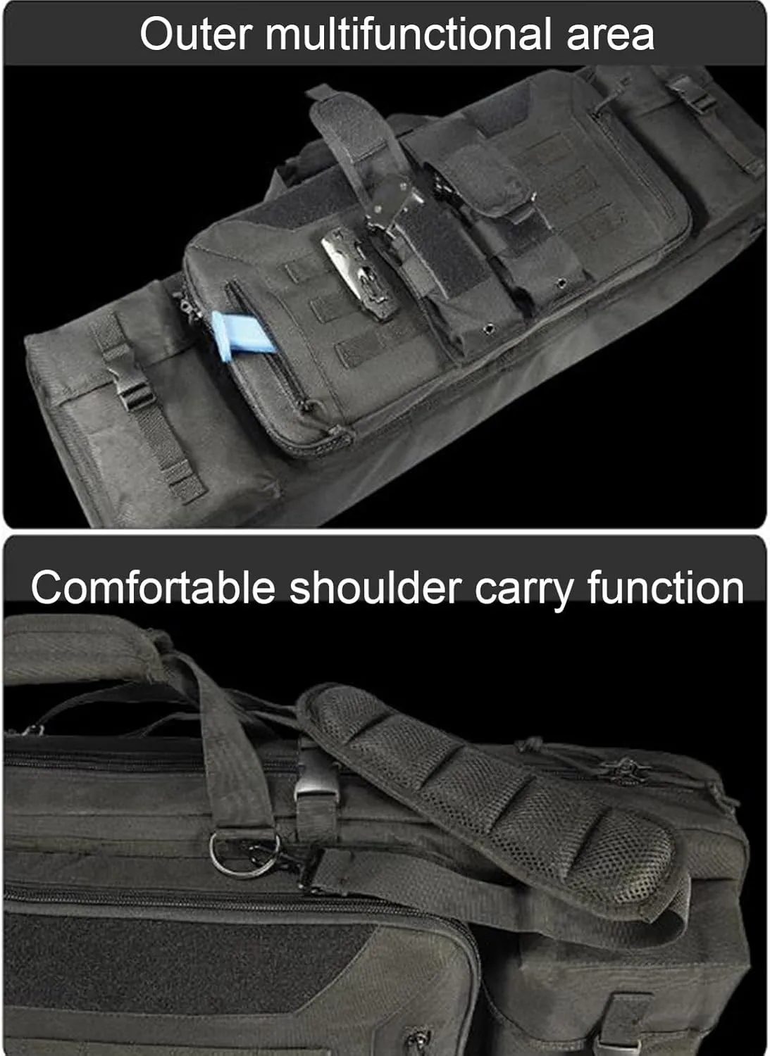 36"/42" Soft Rifle Case Double Long Gun Bag, Rifle Case Soft Bag Gun Case, Lockable Shotgun Case with Backpack Straps, for Shooting Hunting Carrying