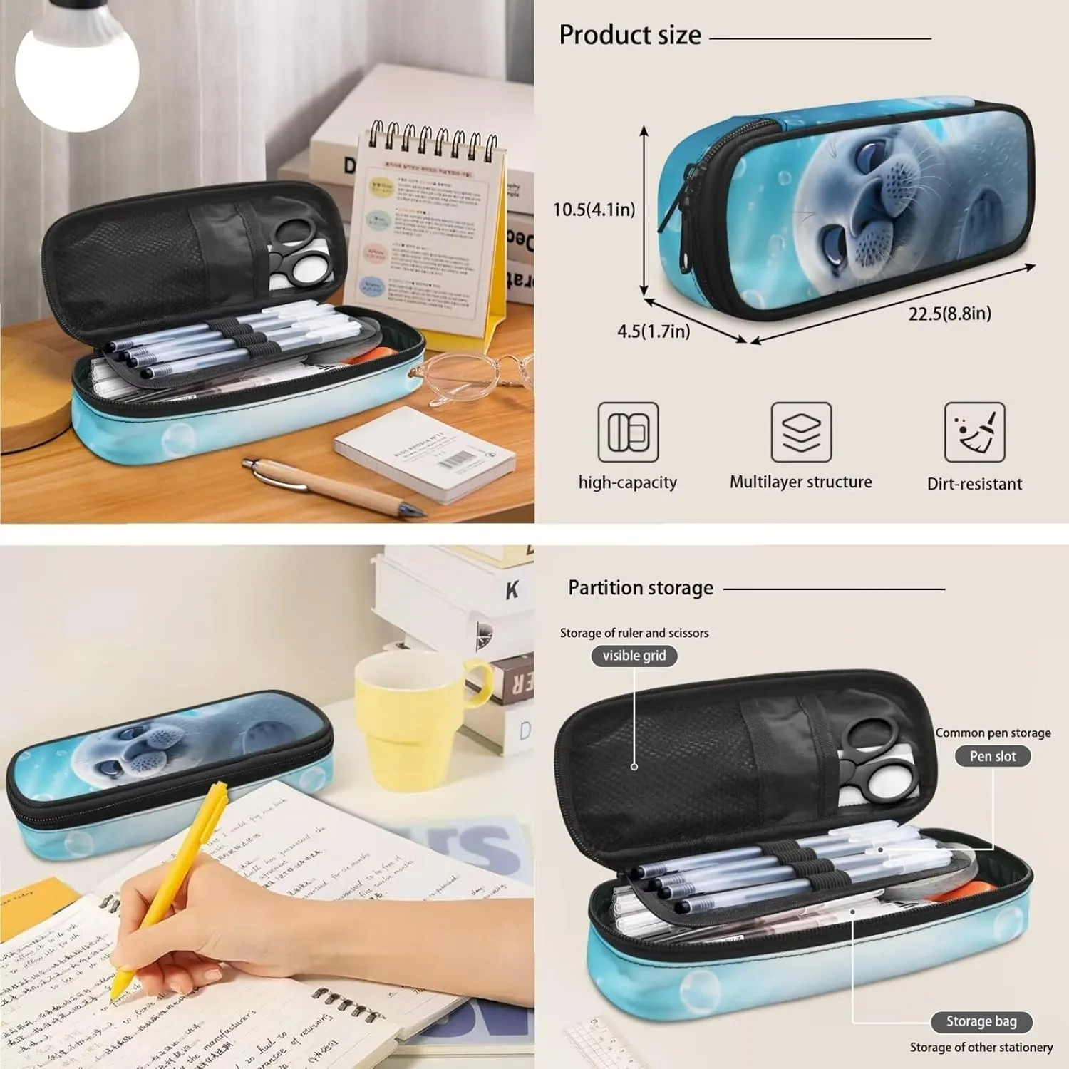 3D Otter Kids Backpack Boys Elementary School Students Preschool Backpack with Lunch Box Pencil Case Organizer Suitable for Traveling Hiking Camping Picnic