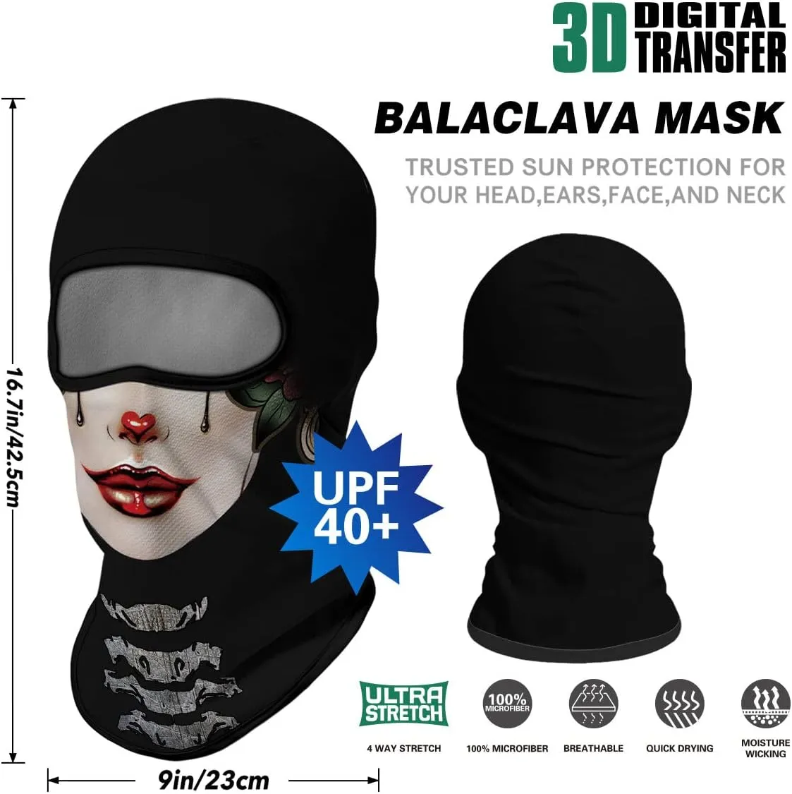 3PCS Balaclava Full Face Mask Ski Mask UV Protection Cover Motorcycle Full Face Mask for Men Women Outdoor Sports