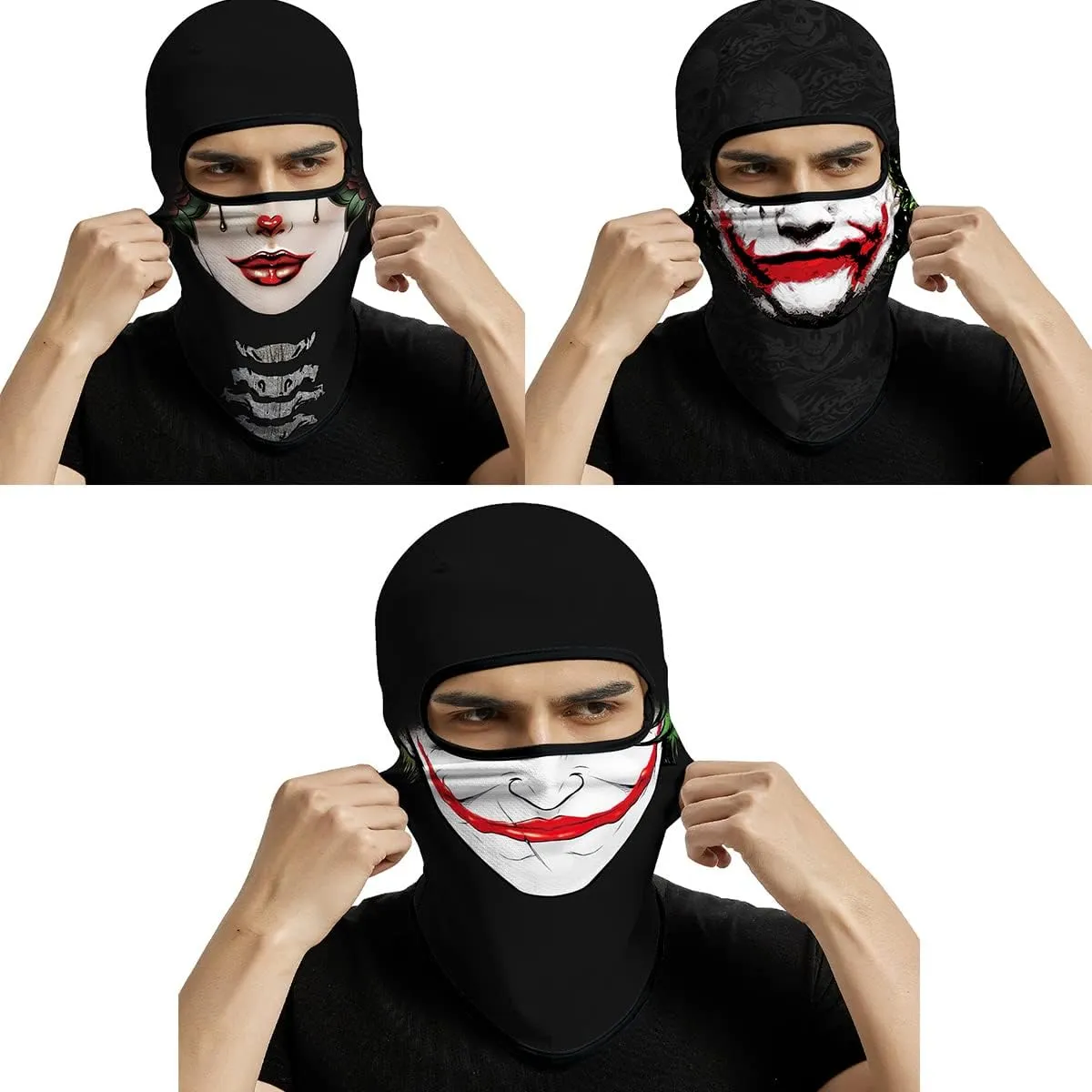 3PCS Balaclava Full Face Mask Ski Mask UV Protection Cover Motorcycle Full Face Mask for Men Women Outdoor Sports