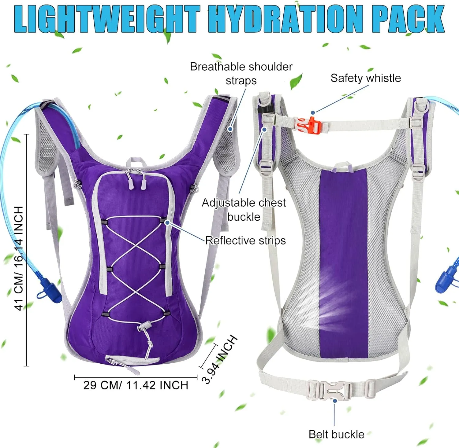 4 Pack Hydration Backpack with 2L Water Bladder Lightweight Hydration Backpack Pack for Men Women Hiking Cycling Camping Running Climbing