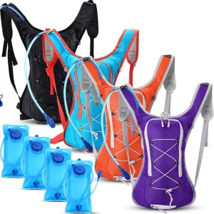4 Pack Hydration Backpack with 2L Water Bladder Lightweight Hydration Backpack Pack for Men Women Hiking Cycling Camping Running Climbing