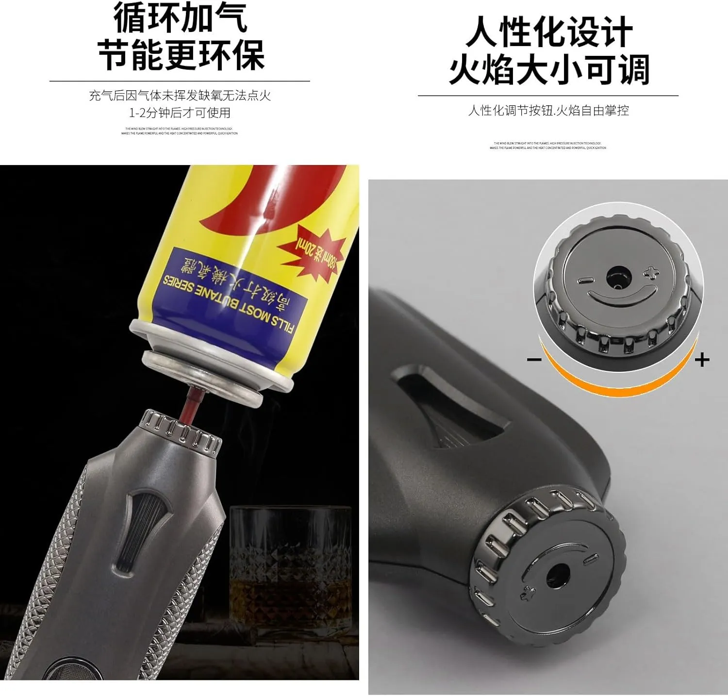 4 Pack of Torch Lighter, Windproof doubleJet Flame, Butane Gas Refillable, Long Blow Torch Lighters for Candle, Stove, Creme Brulee, Kitchen (Gas NOT Included) (Color : 4pcs)