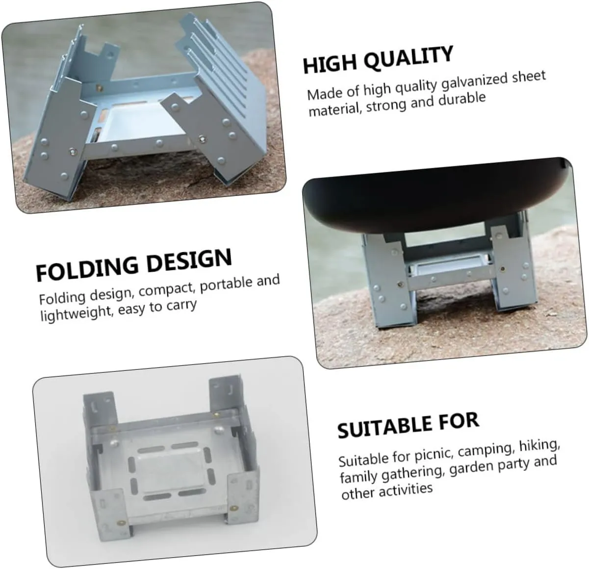 4 Pcs Camping Stove Folding Solid Mini Backpack Burner Wood Burning Camp Stove/Sier/9.8 * 7.5Cm
